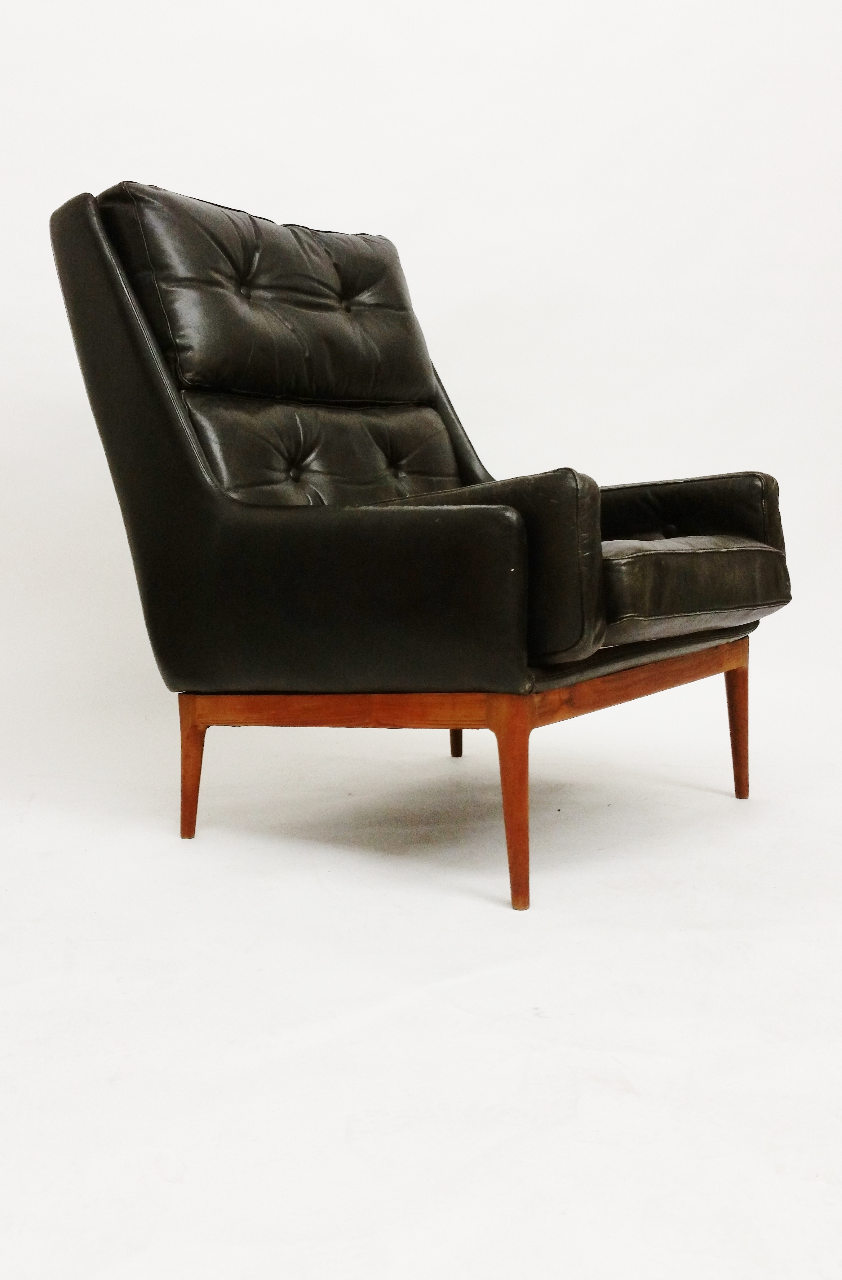 Sixties leather highback armchair
