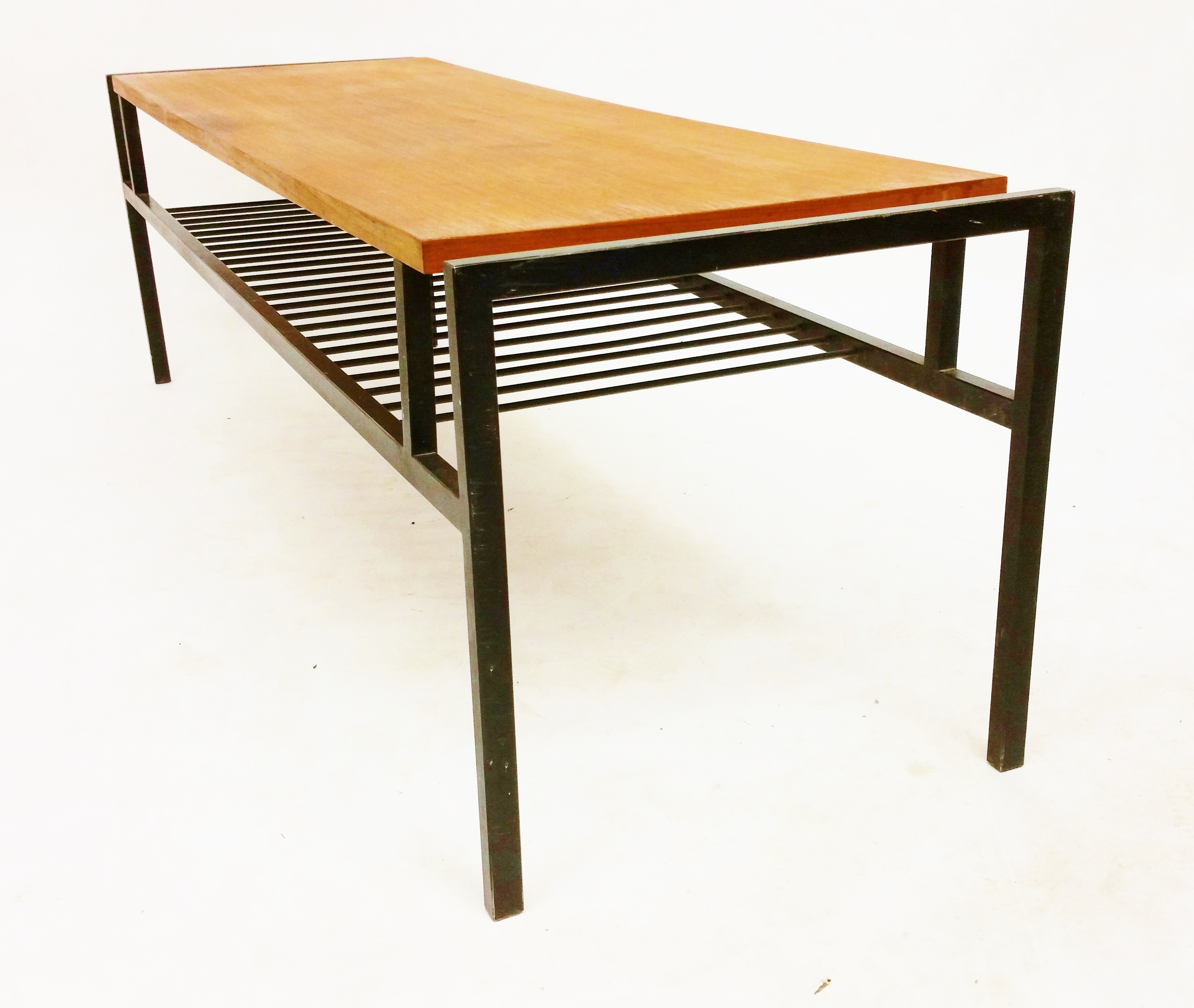 Steel frame and teak coffee Table
